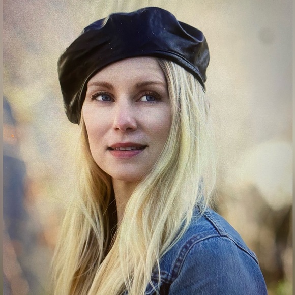 Unisex Vintage French "Lafayette Homme" Black 100% Leather Cap Front Snap ~SZ 56 - Picture 2 of 10